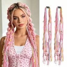 Vintage Long Tassel Hair Accessory, 24-Inch Model Wear Style, BB Clip Colorful Rope Yarn Hair Ornament - Multicolor - View 10