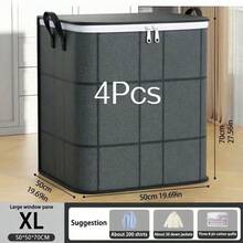 4/3/1pc Large Capacity Foldable Waterproof Dustproof Storage Bag, Suitable For Clothes, Toys, Dolls, Bedding, Blankets, Pillows, Moving Bag, Suitable For Home, Dorm, Outdoor Camping, Bathroom Storage Basket, Laundry Basket, Home Essentials - Grey - View 17