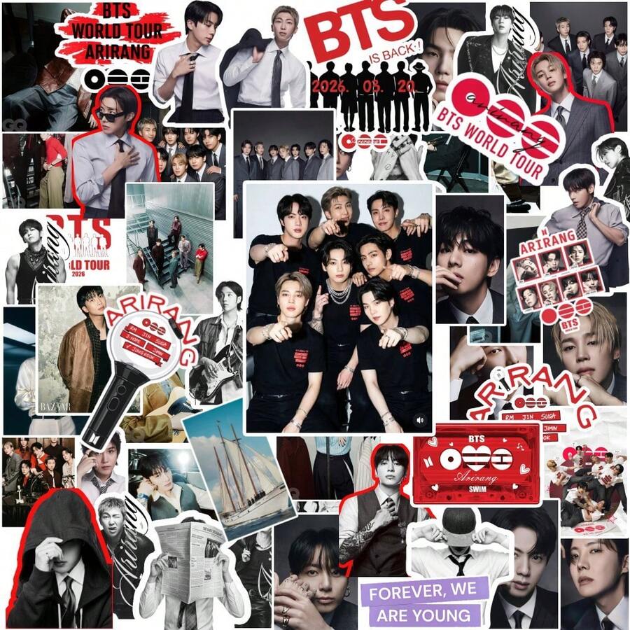 Hasbro 55pcs/1set Kpop BTS ARIRANG Album Korean Wave Stickers, Instagram Style Planner Stickers, Self-Adhesive - Multicolor - View 1