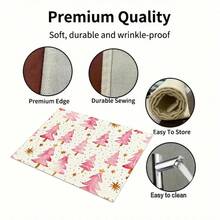 1/4/6pcs Christmas Series Pink Watercolor Christmas Tree Pattern Printed Placemats, Heat-Resistant Table Mat For Home Kitchen/Table Protection, Kitchen Dining Table Party Scene Decoration - Multicolor - View 7