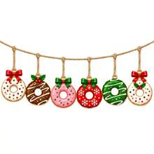 6pcs Cartoon Yellow Accessories .Bee Pendant Bread Donut DIY Beaded Christmas Decoration Hanging Ornament - Multicolor - View 3