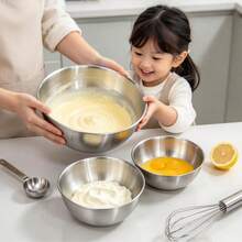 Multi-Size Stainless Steel Mixing Bowl Set, Deep Bowl Body Prevents Spillage, Matte Brushed Interior Scratch-Resistant And Rust-Proof, Stackable To Save Storage Space, For Whipping Cream And Mixing Batter, Thanksgiving Family Baking, Christmas Holiday Cookie Making, Multi-Functional Kitchen Baking Prep Bowl - Gold - View 8