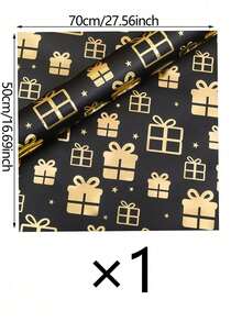 3pcs/1pc Black & Gold Birthday Gift Wrapping Foil Paper - With Gold "Happy Birthday" Text, Balloons, Gift Box Pattern Design, Perfect For Holiday Party Gift Wrapping And Bouquet Decoration, Suitable For Birthday Parties, Theme Parties, Anniversaries, Etc. - One Size Fits All - View 16
