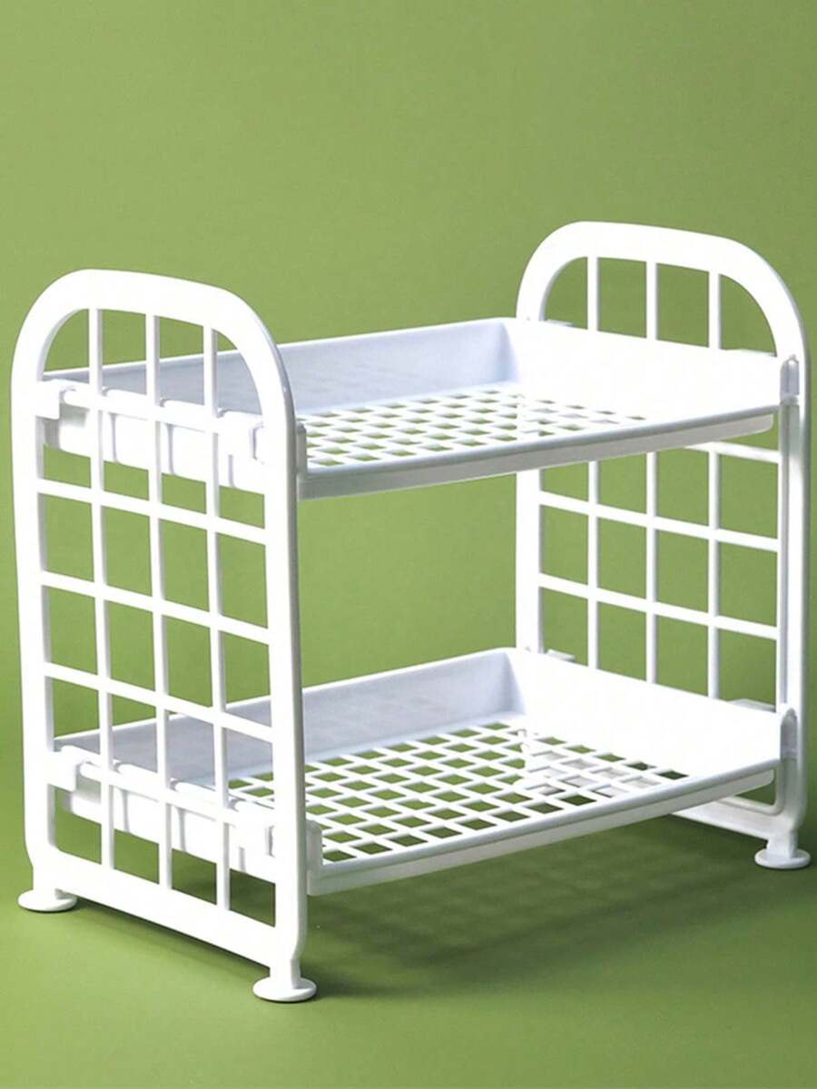 Multifunctional Cosmetic Storage Basket, Foldable Double-Layer Storage Rack, Women's Desktop Organizer, Living Room Office Bedroom Kitchen Bathroom Home Decor, Dorm Apartment Desk, Back To School Essential Accessory