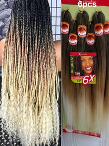 6pcs 26 Inch Pre Stretched Braided Hair Bundle, High-Quality Synthetic Fiber Crochet Braided Hair, Suitable For Women, Non Itchy And Heat-Resistant - Multicolor - View 11