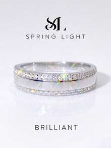 1pc Moissanite Ring, Unique Dual-Track Starburst Design, Suitable For Women's Party And Daily Wear - Double Row Of Diamond Moissanite Ring - View 6
