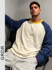 GRDR Men's Casual Crew Neck Long Sleeve T-Shirt | Daily Wear | Casual Commute - Apricot - View 7
