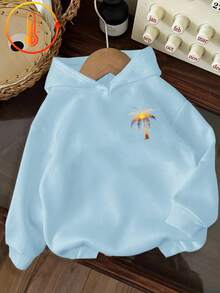 Big Girls Fun Graphic Print Sweatshirt, Warm & Comfortable Thermal Lining Pullover, Suitable For Autumn/Winter - Baby Blue - View 3