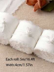 1/2/4 Rolls Soft Flowing Frayed Edge Decorative Ribbon, Chiffon Hand-Torn Ribbon, Suitable For Wedding Invitation Binding, Gift Box Packaging, Floral Craft DIY, Birthday Party Decoration, Souvenir Gift Wrapping - Multiple Styles - View 4