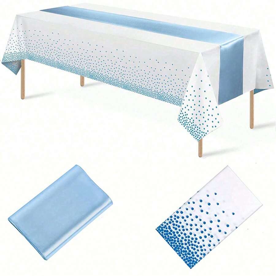 4pcs No-Wash Convenient Party Decoration Set, Printed Disposable Tablecloth, Suitable For Baby Shower, Family Gathering, Holiday Party, Theme Party, Thanksgiving Dinner, Anniversary - Multiple Styles - View 1