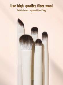 SEPROFE 5Pcs Eyeshadow Brush Set, Eye Makeup Brushes For Blending Detail And Eyeliner, Ultra Soft Fiber Bristles For Natural 3D Eye Look, Easy Application, Daily Eye Makeup Tools - White - View 3