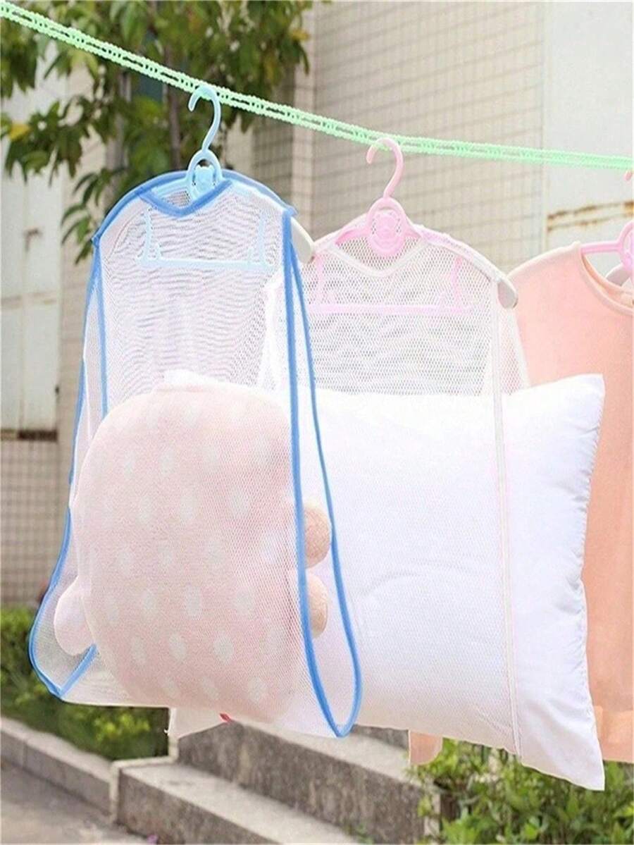 1pc Polyester Pillow Drying Net, Foldable Pillow Drying Rack, Laundry Drying Net Bag For Toys, Home Balcony Clothes Drying Rack(No Hanger) - Multicolor - View 1
