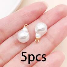 Random 5/20Pcs Mixed Shapes Baroque Faux Pearl Charms, Star Shell Shape White Pearl Pendants With Loop For DIY Earrings Necklace Jewelry Making - White - View 22