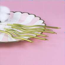 6pcs Curved Birthday Candles, Wavy Cake Candles With Plastic Base, Party Dessert Decoration - Multicolor - View 9