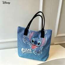 Miniso Disney Lilo & Stitch Cute Handheld Shoulder Tote Bag, Stitch Tongue-Out Pattern Shoulder Tote Bag For Daily Use - Pink - View 2