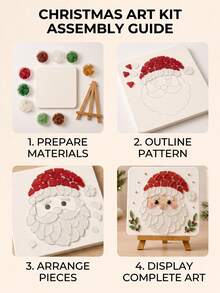 1pc Christmas Sea Glass Art Kit, DIY Sea Glass Mosaic Art Set, Suitable For Beginners And Adults, Includes Santa Claus Theme Mosaic Craft Kit, DIY Home Decor, Gift For Craft Enthusiasts - Multiple Styles - View 6