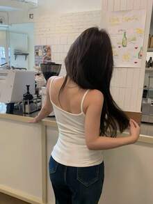 Women's Slim Fit Brushed Camisole Tank Top With Built-In Padding, Versatile Layering Piece For Autumn/Winter - White - View 8