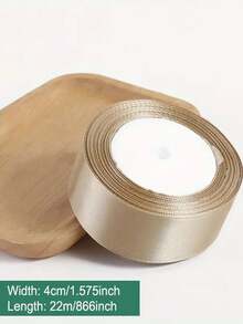 1 Roll Champagne Gold Jacquard Satin Ribbon, 0.6cm/1cm/4cm/5cm Wide, Polyester Satin Ribbon, Gift Box Packaging Bow Decoration Tape - Multicolored - View 11