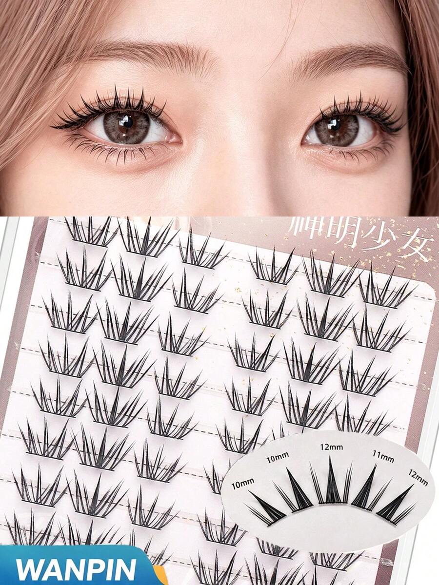 WANPIN WAN PIN Divine Girl 60 Clusters False Eyelashes, Natural Thin Cluster Lashes, Lightweight Soft Segmented Lashes, Easy To Wear, Perfect Fit, Daily Makeup Doll Eye Style - C - View 1