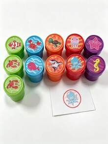 somoving 48pcs Ocean Creature Pattern Stamps, Multiple Ocean Theme Stamps, Suitable For Card Making And Classroom Activities, Party Favors, Gifts, And Creative Craft Supplies - Multicolor - View 4