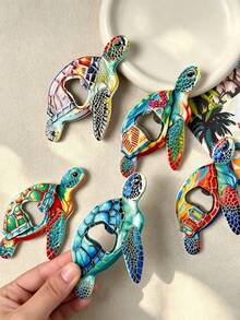 1pc Defined Printed Foil Stamped Embossed Double-Sided Landscape Design Bottle Opener Fridge Magnet, Suitable For Home Decor, Daily Refrigerator Use, Bottle Opening, Holiday Birthday Gifts And Travel Souvenirs - Multicolor - View 9
