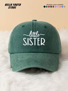 1件裝「Litter SISTER」字母印花棒球帽，春夏百搭復古軟頂爸爸帽，做舊水洗風 - B - 查看 13