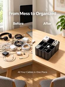 11/22 Compartment Cable Organizer Box/Tray, Essential Electronic Product Storage Accessory, Home Office Desktop Drawer-Style Cable Manager (Retractable Drawer Storage Box), Home Desktop And Drawer Organizer Box - Tool Tray - View 6