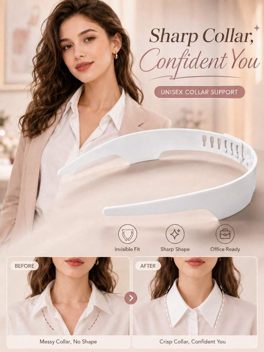 Smooth Shirt Collar Support System, 1/3pcs Adjustable, White Shirt Collar Support Invisible Collar Shaping Support Band, Shirt Collar Shaping Support, Business Formal Shirt Collar Styling Accessory, Suitable For Office Commute, Business Meetings, Daily Wear Clothing Accessory