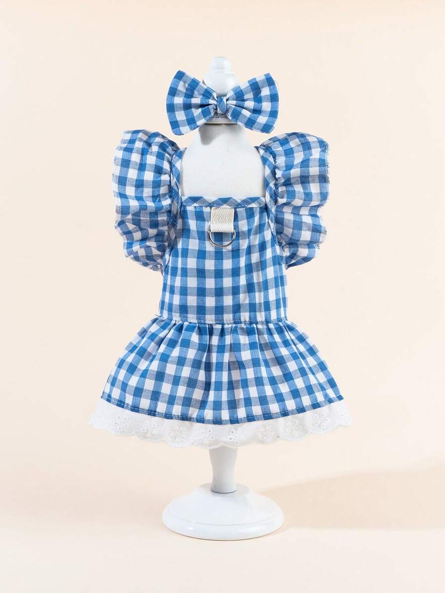 1pc Dog & Cat Mesh Wedding Dress Bow Cute Fashion Elegant Charming Creative Personalized Design Printed Pet Dress - Multicolor - View 1