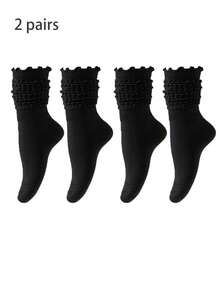 5/3/2/1 Pairs Thermal Lined Thickened Women's Autumn/Winter Knee-High Socks, Thick Soft Bottom, Warm Terry Socks, Mid-Calf Socks, Over-The-Knee Socks, Calf Socks, Loose Socks, Ruffle Socks, Indoor Fitness Yoga Socks, Solid Color Sports Dance Floor Socks, Comfortable And Breathable - Multicolor - View 20