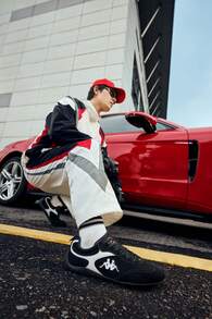 Kappa 中性復古薄底賽車鞋，低筒百搭情侶通勤休閒運動運動鞋 - 黑色/冬日白 - 查看 6