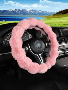 1pc Winter Warm Plush Steering Wheel Cover, Bubble Design Soft Faux Fur Car Steering Wheel Protector, Universal Fit For SUV, Sedan, Truck, Cute Neutral Couple Gift, Car Interior Accessory - A - View 12