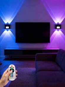 16 Color Smart Sensor RGB Wall Light Night Light, Magnetic Installation, Remote Control, USB Rechargeable, Suitable For Bedroom, Living Room, Game Room And Holiday Party Lighting - 4-head Cat Eye Motion Sensor Wall Light - View 14