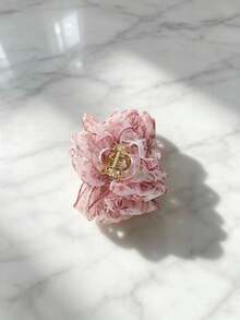 1pc Cloud Floral Bubble Back Of Head Large Bow Hair Claw Clip - Pink - View 4