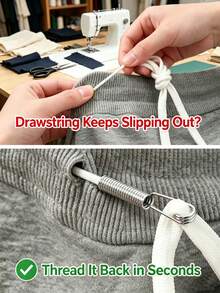 Spring-Loaded Drawstring Threader, Flexible Metal Sewing Elastic Cord Tool For Hoodies, Sweatpants, Jackets, Skirts, Easy To Re-Thread, DIY Home Craft Gift, Stress-Relieving Sewing Assistant - Cord Threading Tool - View 3
