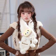 San-X Rilakkuma Relax Bear Authentic 2026 Autumn/Winter Cute Plush Scarf For Women Students, Warm Thick Neck Warmer, Adorable - Multicolor - View 7