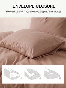 HONEY MOON 2pcs Ultra Soft Solid Color Pillowcases, Soft And Breathable, Envelope Closure, Wrinkle-Resistant, No Filling - Suitable For T/F/Q/K Size Home And Dorm, Pink - Pink - View 5