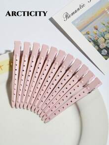 Arcticity 100pcs 9cm Large Pink Crocodile Duck Bill Hair Clips, Salon-Grade Metal Strong Grip, Suitable For All Hair Types, Daily Travel Salon Styling Tool - Pink - View 2