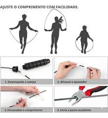 Corda de Pular de Aço com Rolamento e Contrapeso, Corda de Salto para Treino Fitness, Exercícios em Casa, Academia, Competição e Esportes Internos e Externos - Preto - Visão 5