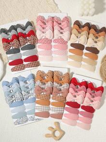 16pcs Kids Plaid Floral Bow BB Clip Set, Girls Daily Vintage Pastoral Style Hair Clips For Bangs And Hair Accessories - Mixed color - View 5