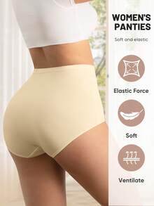 MIOTAN Plus Size Women's High-Waisted Triangle Panties, Tummy Control, Comfortable - Apricot - View 6