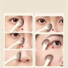 2pcs White Cloud Porcelain Angled Half-Fan Nose Contour Brushes, Soft Bionic Bristle Precise Nose Contouring Makeup Brushes, Dual-Use For Highlight And Shadow, Beginner-Friendly Facial Makeup Tool, Professional Highlight And Blush Makeup Tool, Quickly Create Nose Shape For Beginners. - White - View 5
