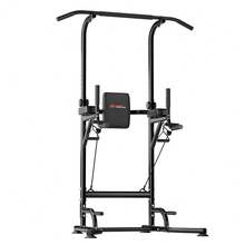 Dryfeedo Power Tower Pull-Up & Dip Station For Home Gym - Adjustable Height Range, 330LBS Capacity With Anti-Slip Suction Cups H-Steel Base Power Rack - Black - View 3