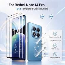 4pcs Set, Compatible With Redmi Note 13 Pro+/14 Pro/14 Pro 4G/14 Pro 5G/14 Pro+/15 4G/15 5G/15 Pro 4G/15 Pro 5G/15 Pro+/14 4G/14 5G/15 Pro/15 Pro+/13C/14C/15C/A5/15/A7 Pro, 2pcs High Definition Tempered Glass Screen Protector + 2pcs High Definition Transparent Tempered Glass Lens Protector, Full Coverage Tempered Glass Screen Protector With Edge Adhesive, Scratch-Resistant Film, Phone Protection, High Clarity, Smooth Surface, Shatter-Resistant Material, Durable Glass, Phone Screen Shield - Clear - View 7