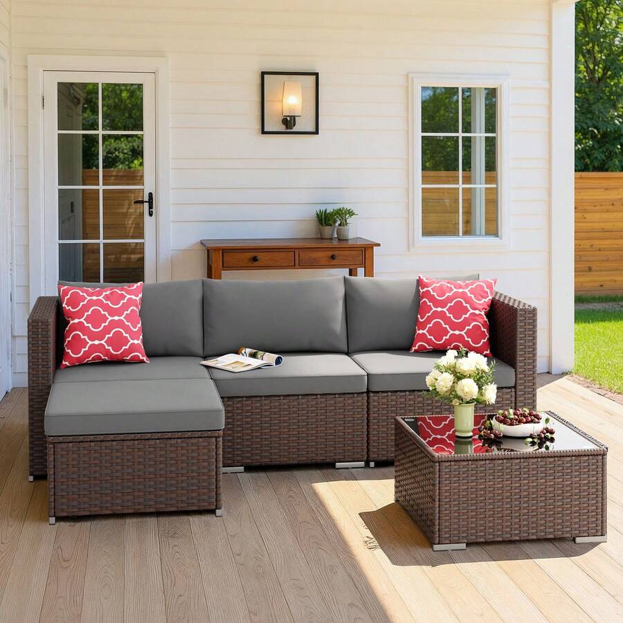Outdoor Table & Chair Sets - Grey - View 1