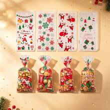 50pcs/Pack Christmas Party Gift Candy Cookie Baking Bags Transparent OPP Bags With Twist Ties - View 9
