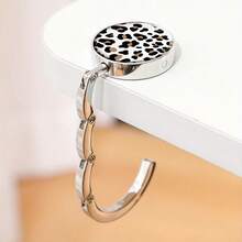 2D Leopard Print Black & White Geometric Zinc Alloy Wallet Hook, Casual Style Folding Handbag Hook, Portable Desktop Bag Holder, Suitable For Home And Retail Use - Multicolor - View 11