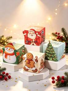 8/12/24pcs/Pack Christmas New Party Gift Candy Cookie Box Paper Box 3D Candy Box Party Gift Decoration Box Paper Box - View 7