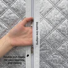 Window Drafts Too Cold In Winter! White Edge Zipper Thickened Aluminum Foil Insulated Curtain, Pull Zipper To Open Window Directly, Firmly Lock Indoor Temperature - Silver Cotton Curtain With White Trim and Center Zipper - View 7
