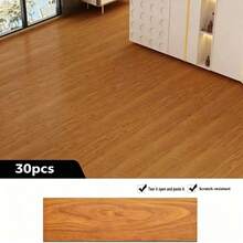 30-Piece Pack Of PVC Wood Grain Self-Adhesive Floor Tiles, Imitation Hardwood Flooring, Suitable For Direct Installation On Cement Or Stone Plastic Flooring For Home Decoration. - Floor Stickers 30pcs - View 9